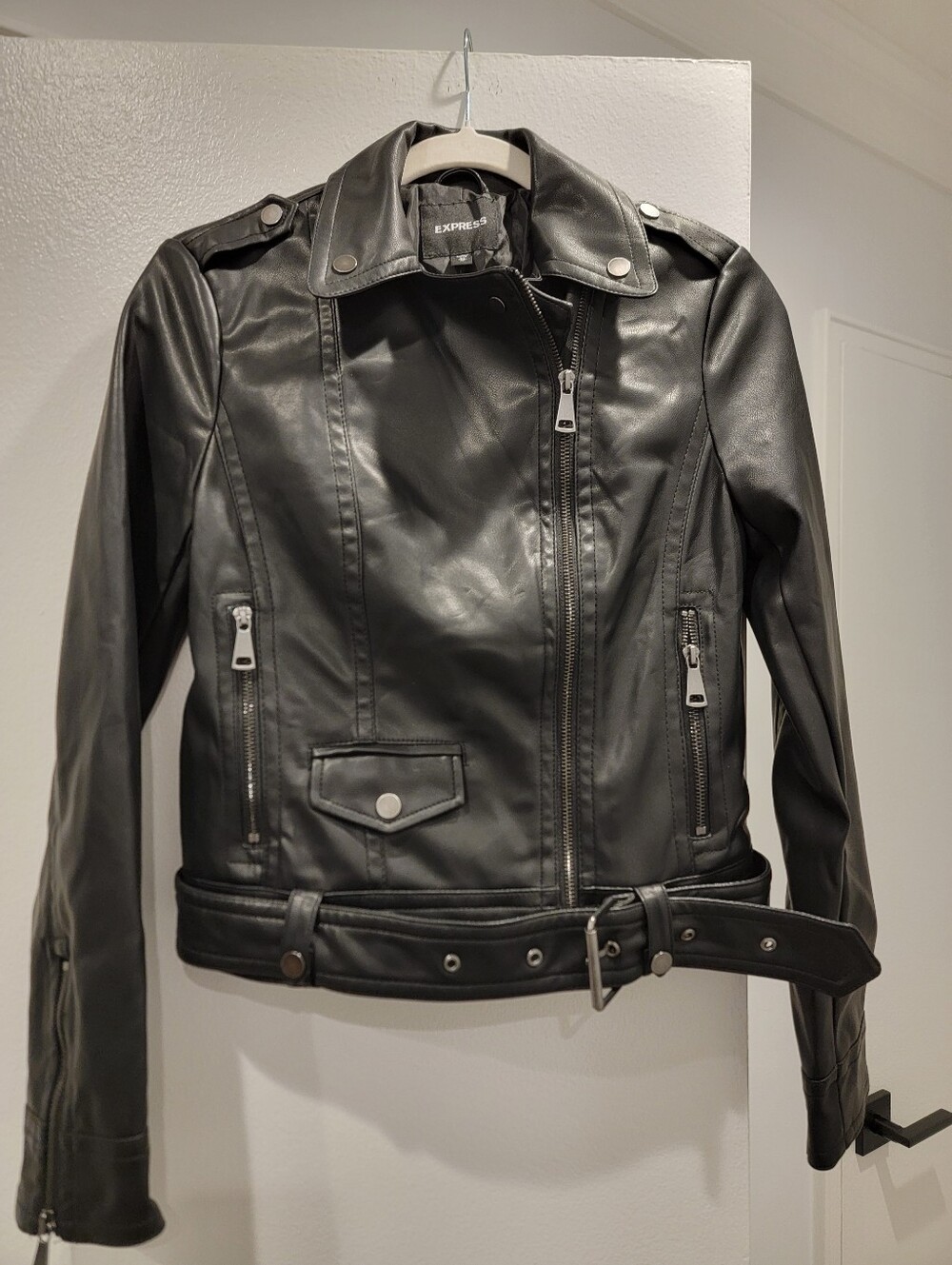 Express Women's Black Faux Leather Biker Jacket